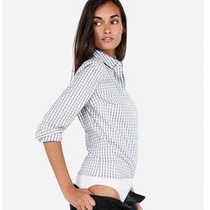 NWT Fitted Plaid Essential Shirt Bodysuit